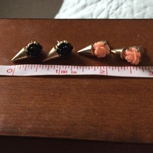 Set of two flower spike earrings